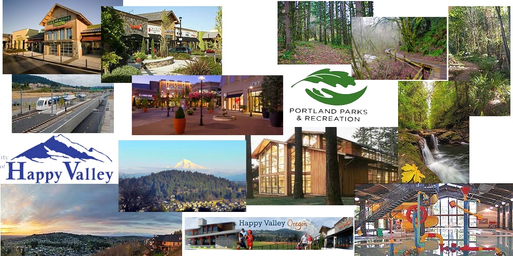 A photo collage of Happy Valley in Portland Oregon