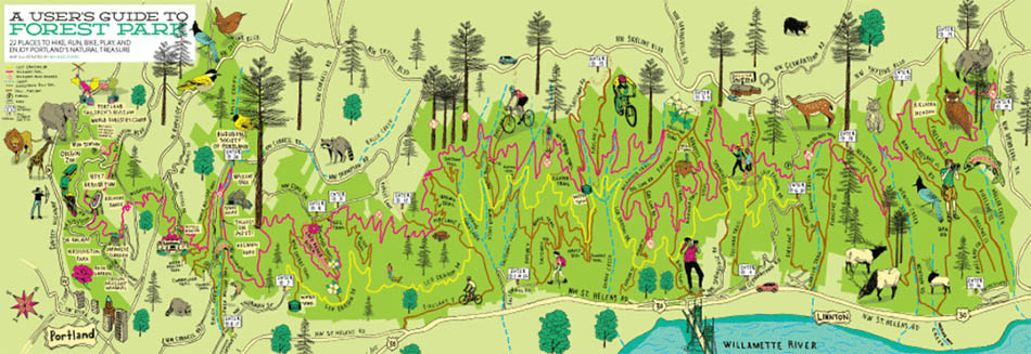 Forest park map of trail