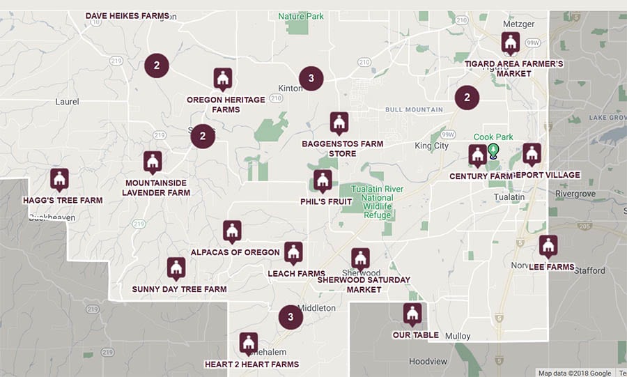 map of farms around sherwood