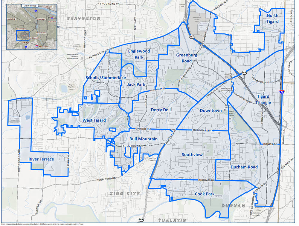 map of tigard neighborhoods