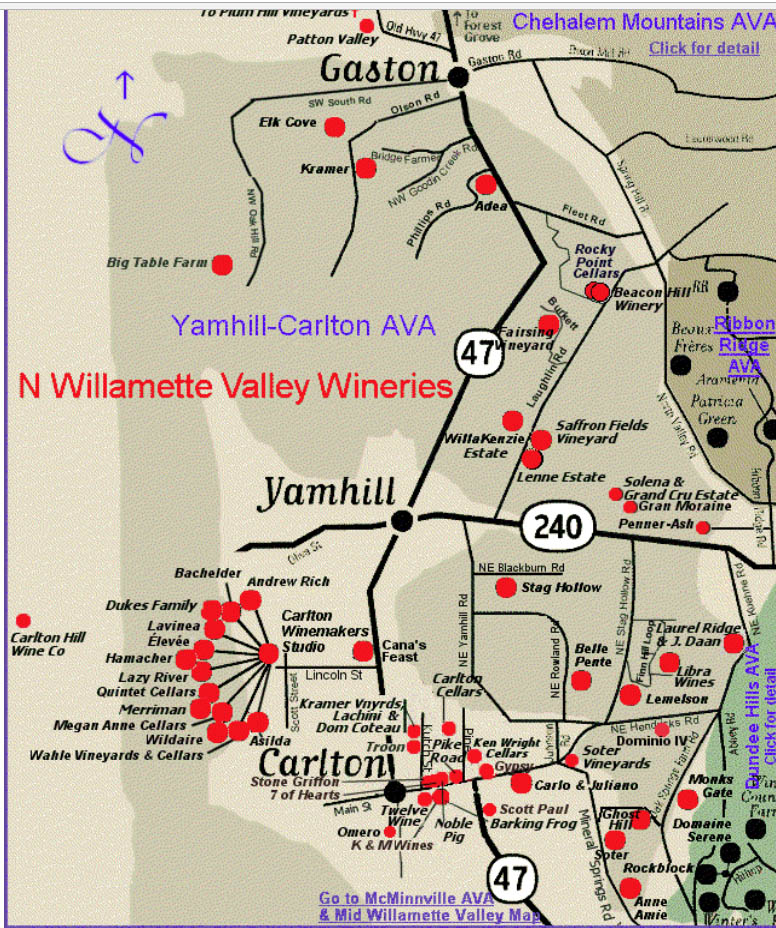 map of wineries in Yamhill
