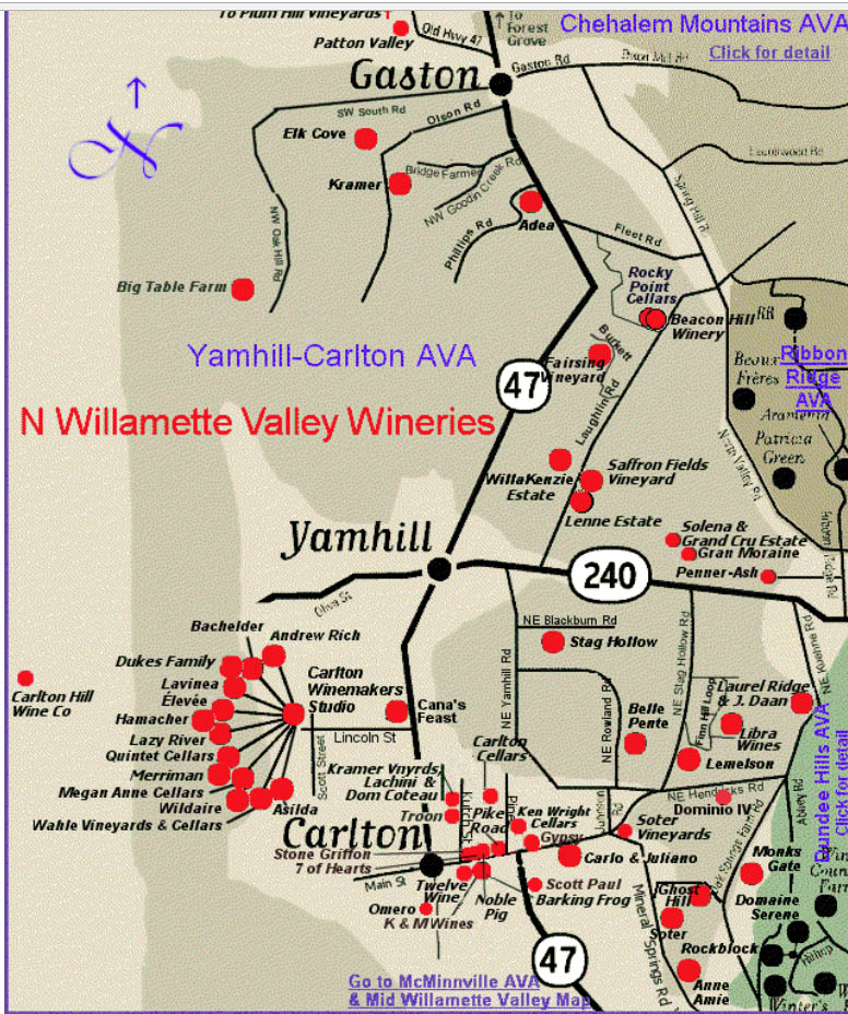 map of wineries in Yamhill