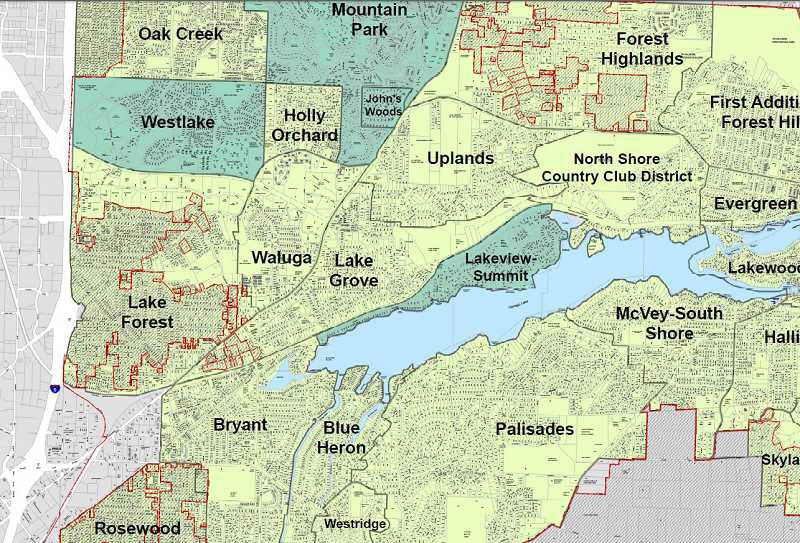 Lake Oswego neighborhood map large