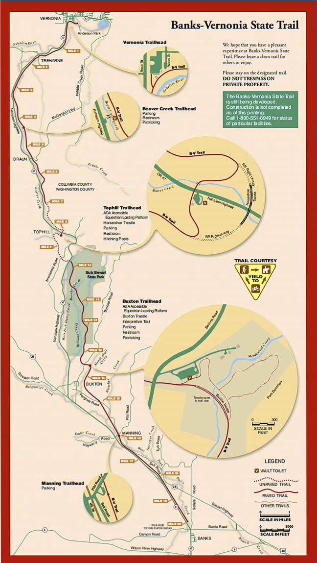 trailmap for Banks Vernonia Trail