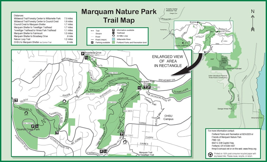 trail map from council crest down to marquam