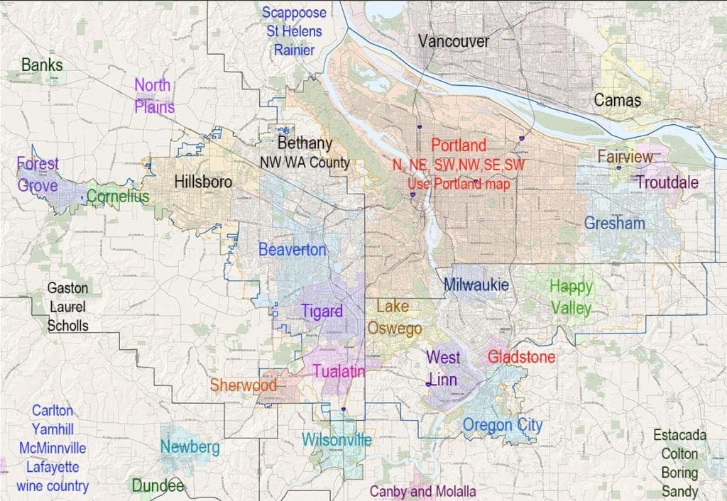 Portland Metro map of neighborhoods